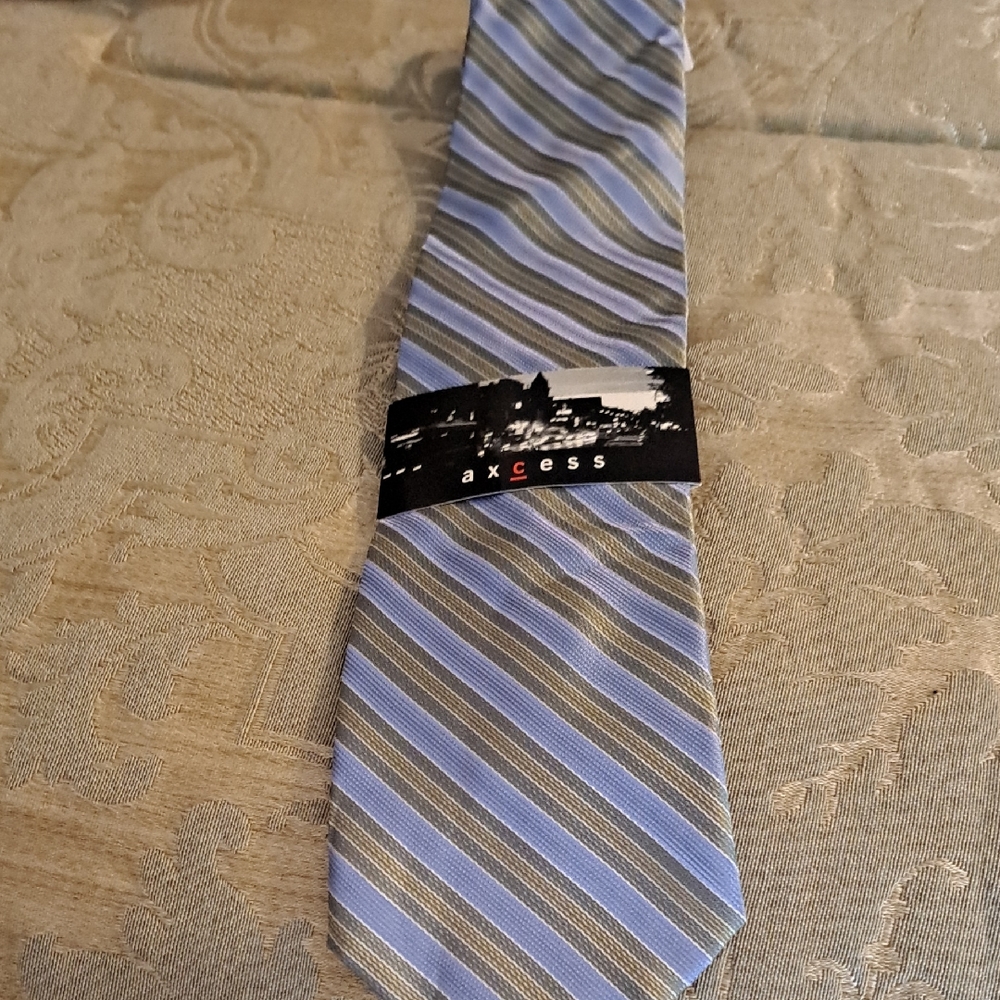 Axcess Men's Tie in Blue and Gray Stripes